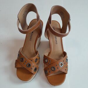 Lucky Brand Women’s Tan Platform Slingback Wedge Shoes 7.5 M